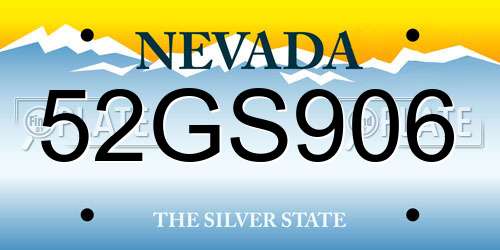 52GS906 Nevada License Plate