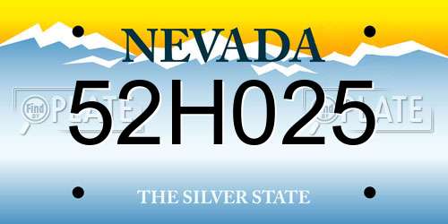 52H025 Nevada License Plate