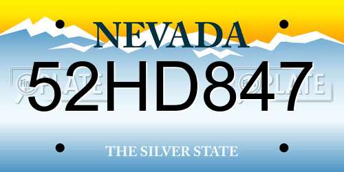 52HD847 Nevada License Plate
