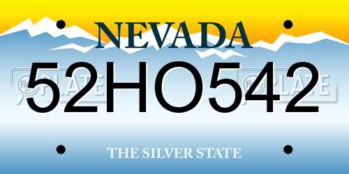 52HO542 Nevada License Plate