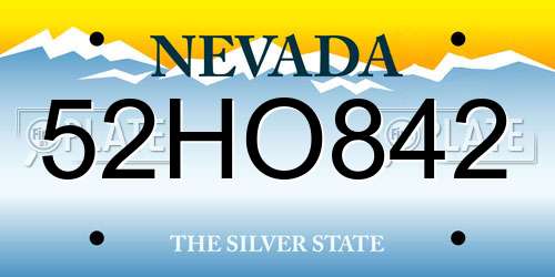 52HO842 Nevada License Plate