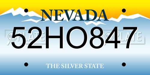 52HO847 Nevada License Plate