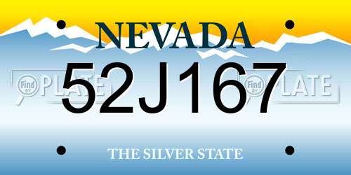 52J167 Nevada License Plate