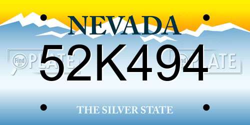 52K494 Nevada License Plate