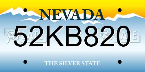 52KB820 Nevada License Plate