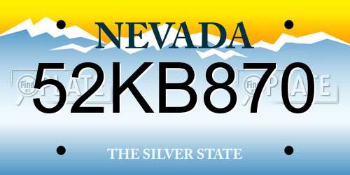 52KB870 Nevada License Plate