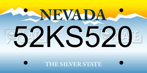 52KS520 Nevada License Plate