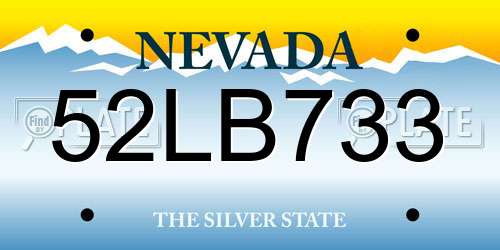 52LB733 Nevada License Plate