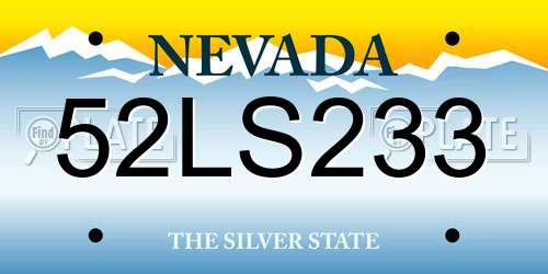 52LS233 Nevada License Plate