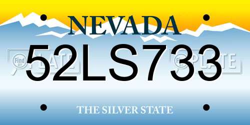 52LS733 Nevada License Plate