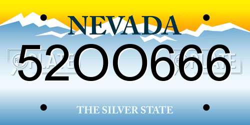 52OO666 Nevada License Plate