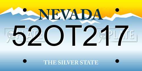 52OT217 Nevada License Plate
