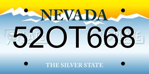 52OT668 Nevada License Plate