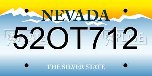 52OT712 Nevada License Plate