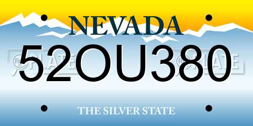 52OU380 Nevada License Plate