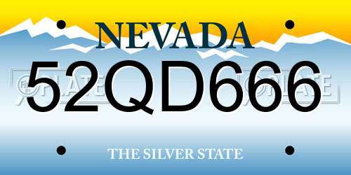 52QD666 Nevada License Plate
