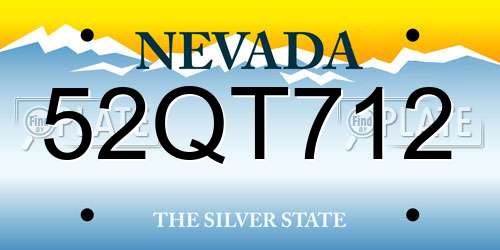 52QT712 Nevada License Plate