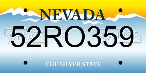 52RO359 Nevada License Plate