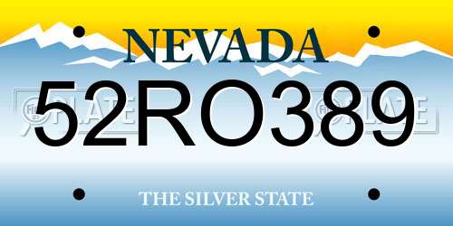 52RO389 Nevada License Plate