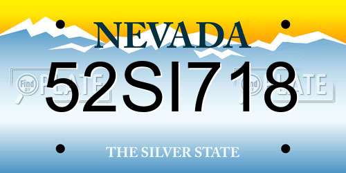 52SI718 Nevada License Plate