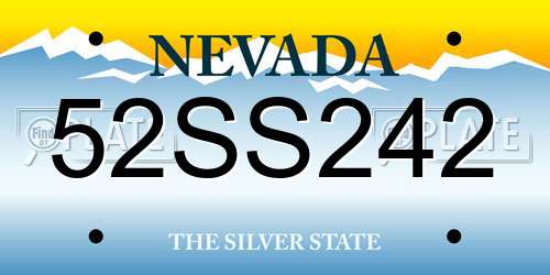 52SS242 Nevada License Plate