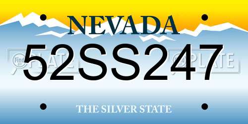 52SS247 Nevada License Plate