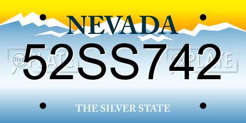 52SS742 Nevada License Plate