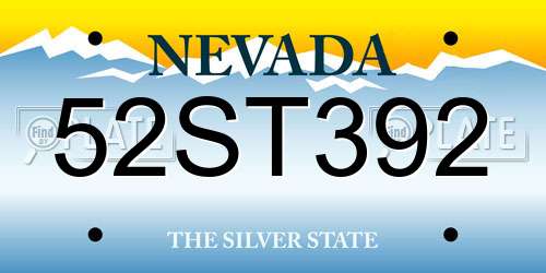 52ST392 Nevada License Plate