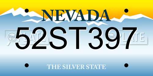 52ST397 Nevada License Plate