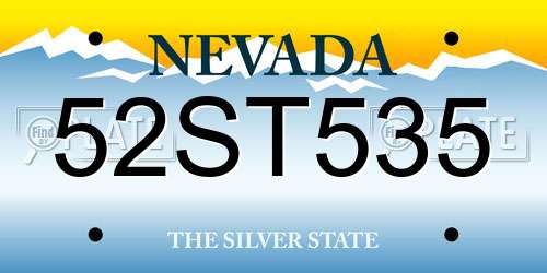 52ST535 Nevada License Plate