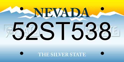 52ST538 Nevada License Plate