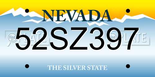 52SZ397 Nevada License Plate