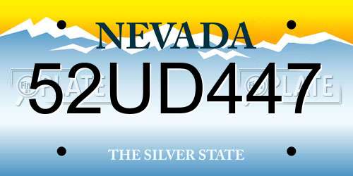 52UD447 Nevada License Plate