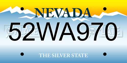52WA970 Nevada License Plate