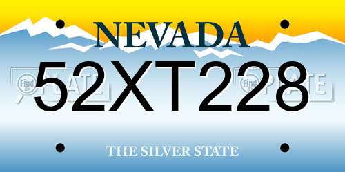52XT228 Nevada License Plate