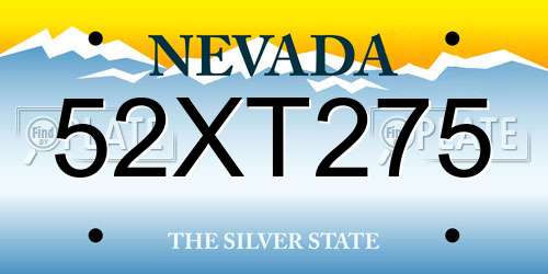 52XT275 Nevada License Plate
