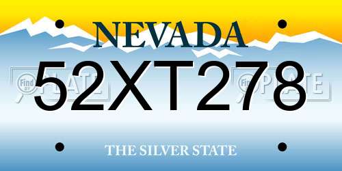 52XT278 Nevada License Plate