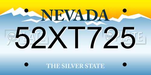 52XT725 Nevada License Plate