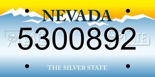 5300892 Nevada License Plate