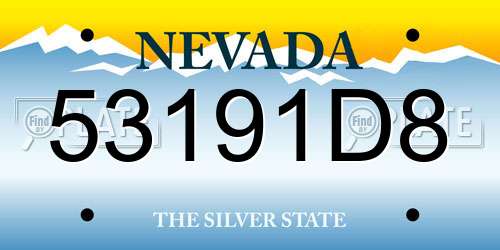 53191D8 Nevada License Plate