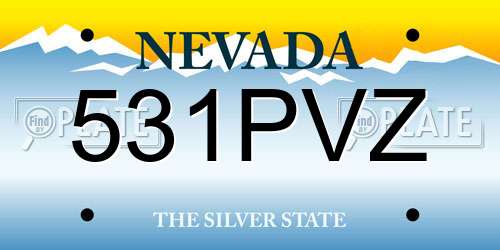 531PVZ Nevada License Plate