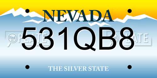 531QB8 Nevada License Plate
