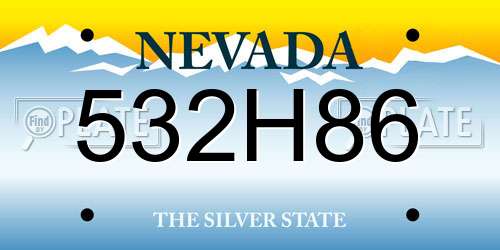 532H86 Nevada License Plate
