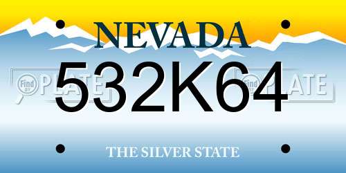 532K64 Nevada License Plate
