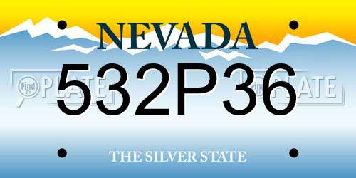 532P36 Nevada License Plate