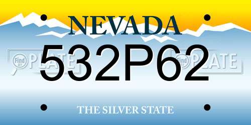 532P62 Nevada License Plate