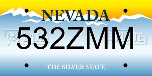 532ZMM Nevada License Plate