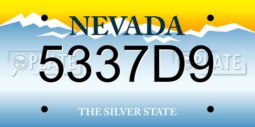 5337D9 Nevada License Plate