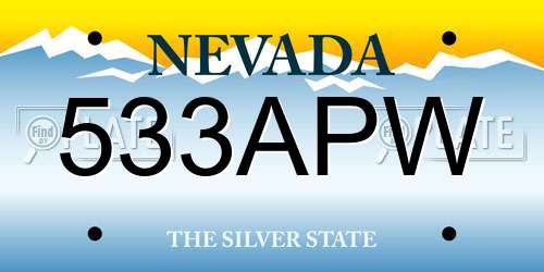 533APW Nevada License Plate
