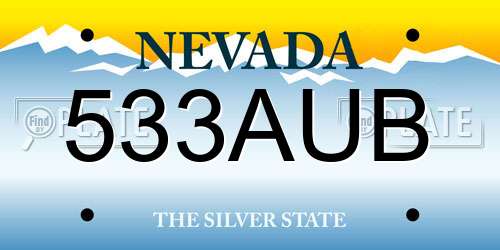 533AUB Nevada License Plate